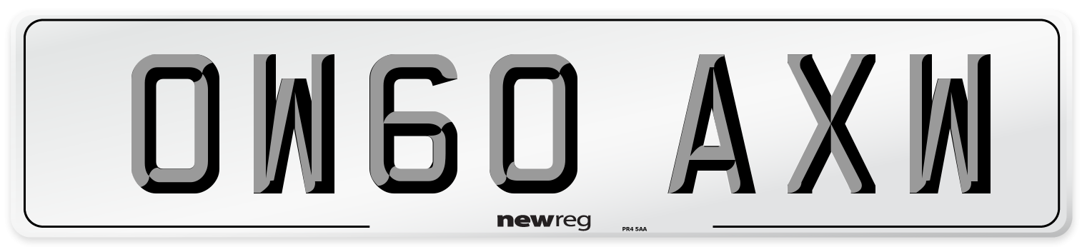 OW60 AXW Number Plate from New Reg